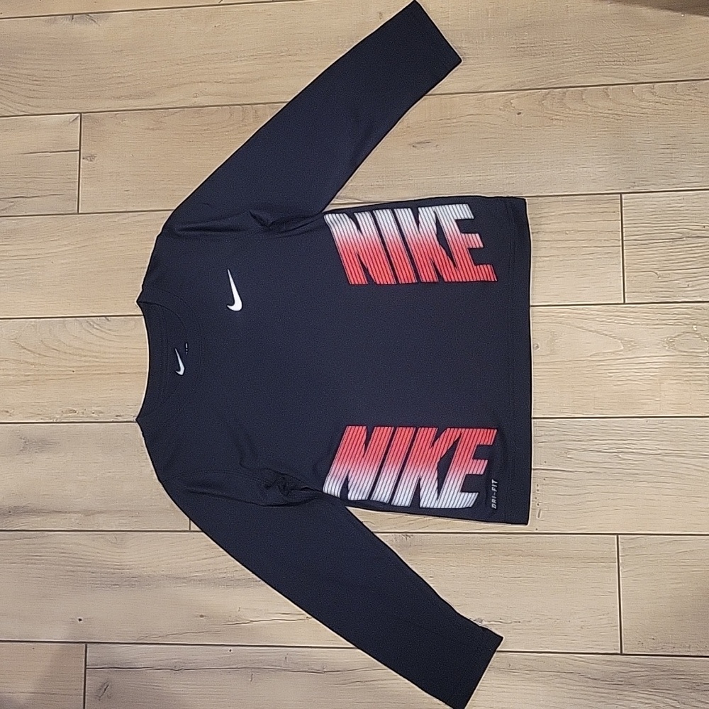 Nike Dri-Fit Black Red Athletic Long Sleeve Top - Size 7